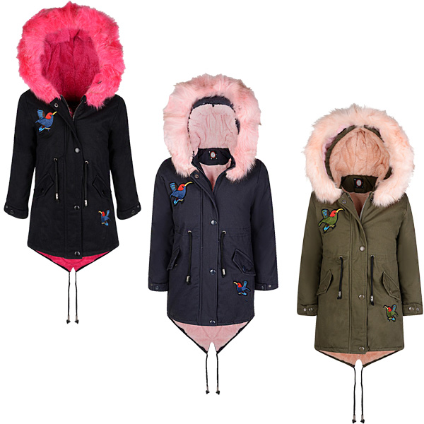 girls fur lined parka